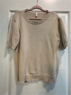 Wishlist Cream Short-Sleeve Crewneck Sweater